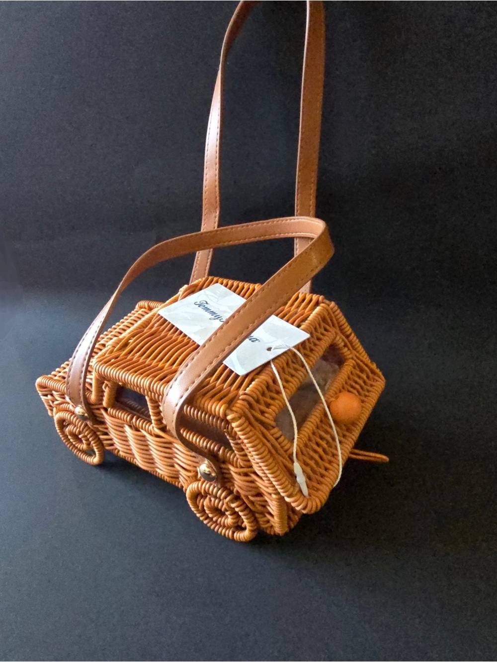 Tommy Bahama Woven Car Crossbody in Cognac Tan - Picture 3 of 5